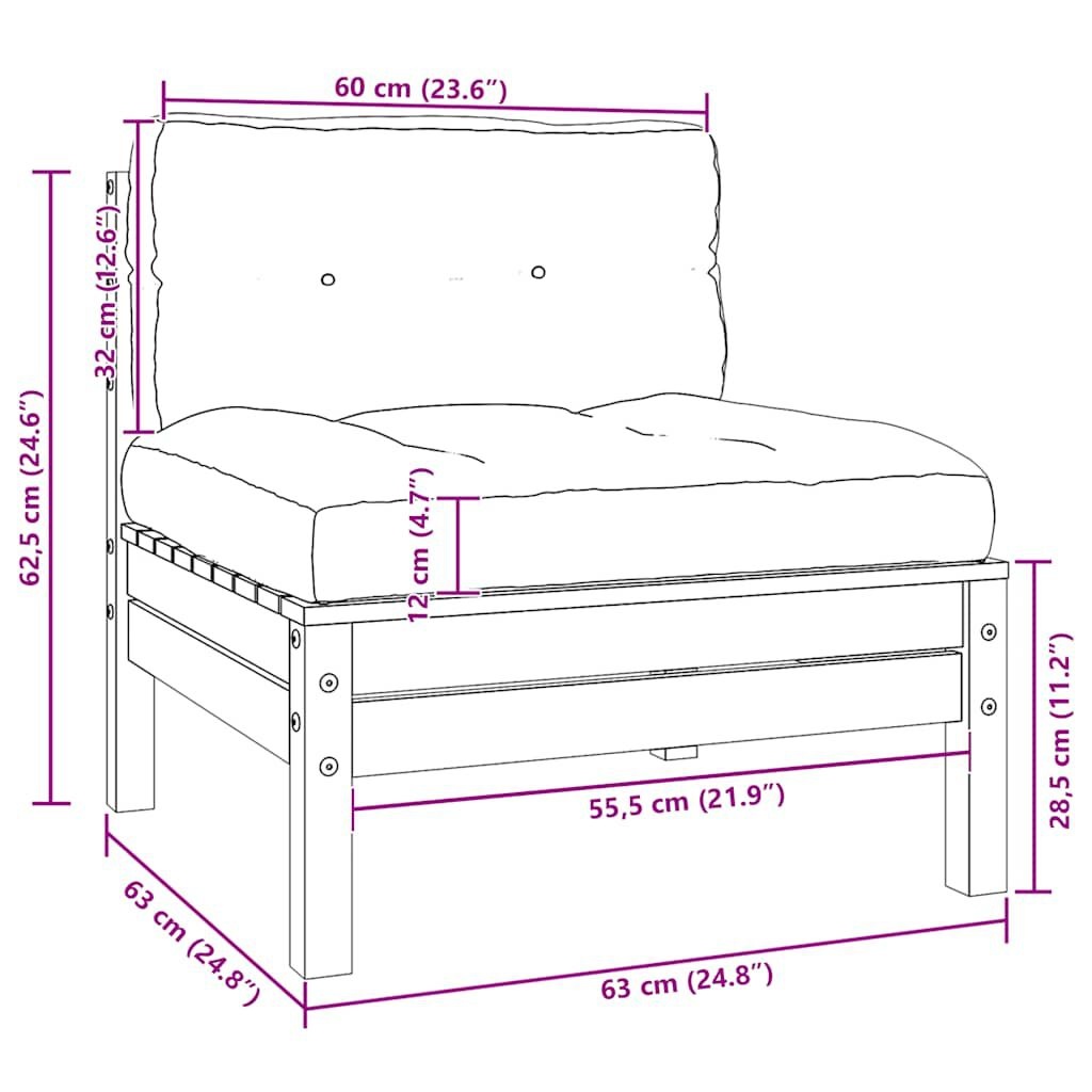 Tuinbank 2-zits Grenenhout Zwart + Kussens -51%