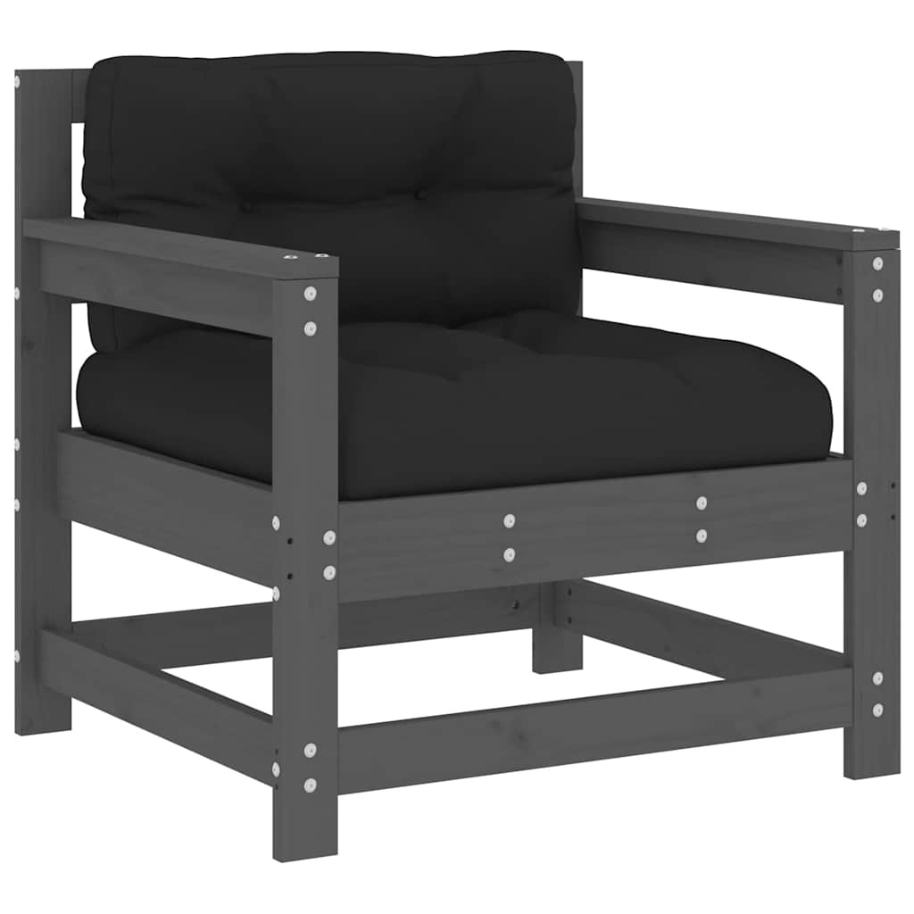 Tuinstoelen Grenenhout Grijs (2 st) + Kussens -40%