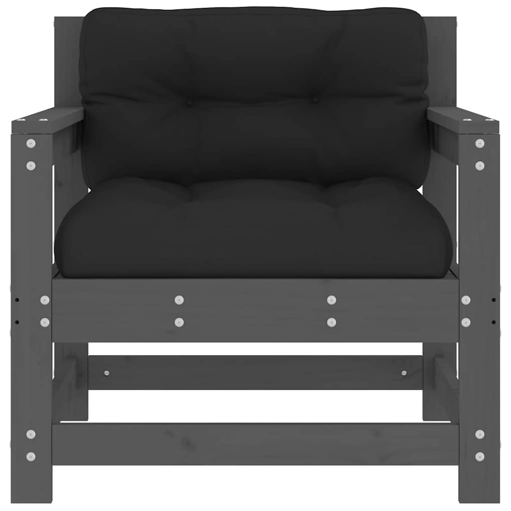 Tuinstoelen Grenenhout Grijs (2 st) + Kussens -40%