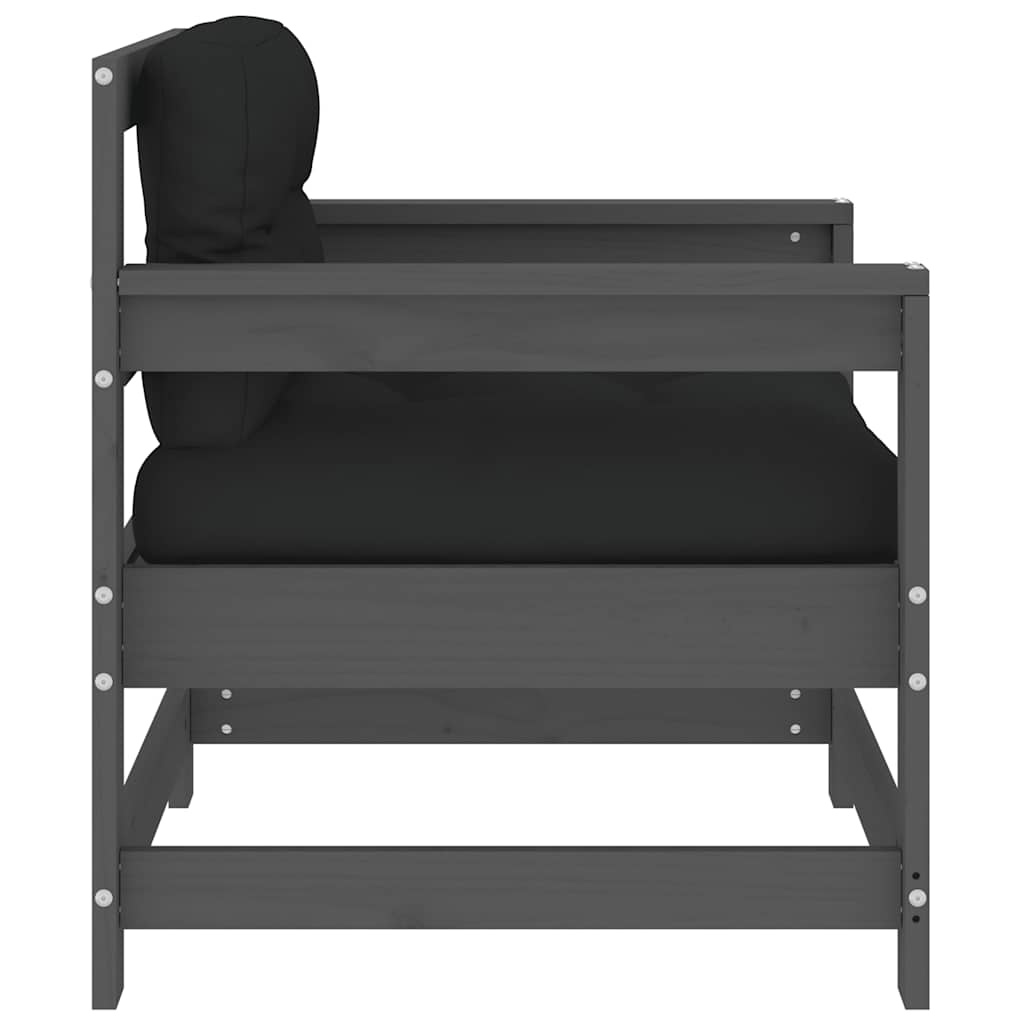 Tuinstoelen Grenenhout Grijs (2 st) + Kussens -40%