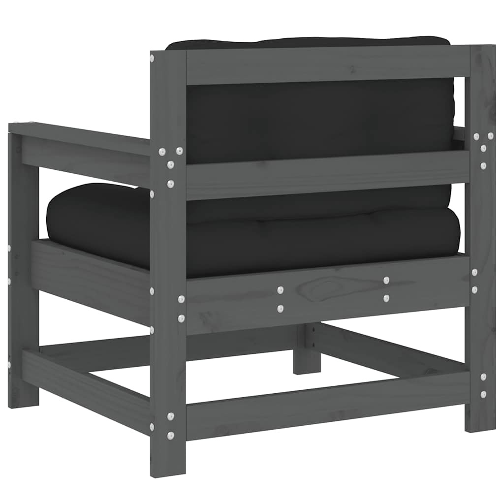 Tuinstoelen Grenenhout Grijs (2 st) + Kussens -40%