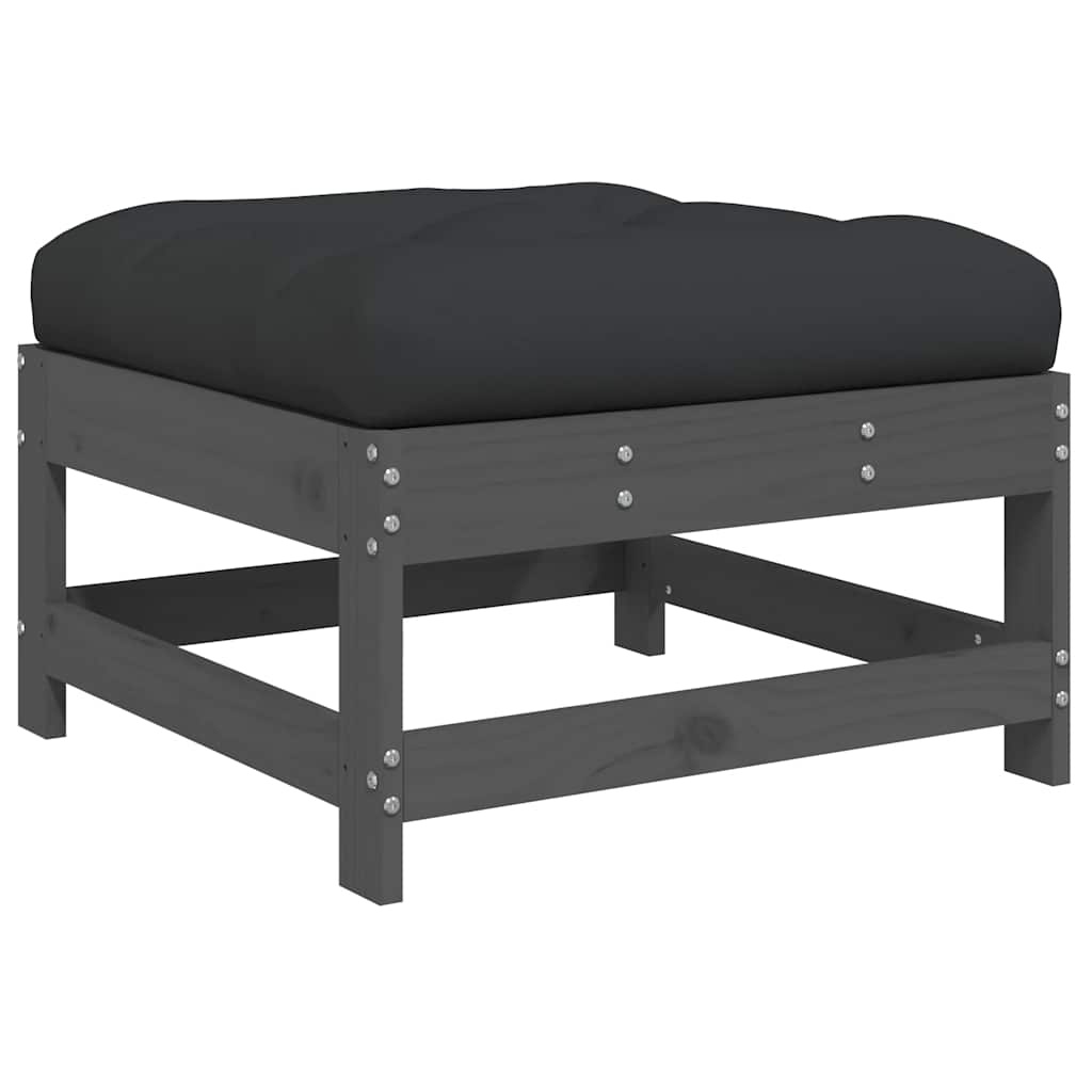 VidaXL Tuinvoetenbank Grenenhout Grijs + Kussen -40%