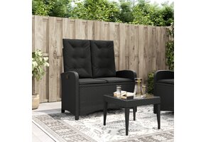 Tuinbank verstelbaar + kussens - Zwart - 40% Korting!