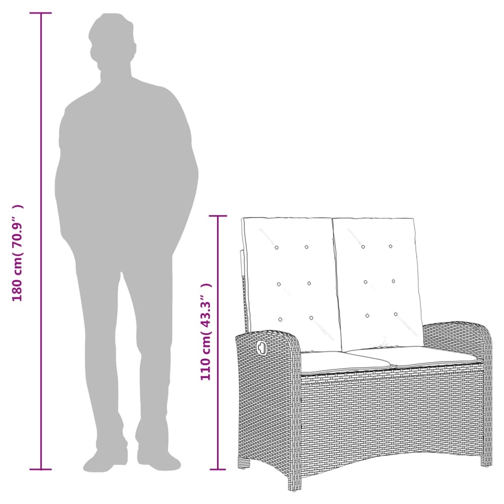 Tuinbank verstelbaar + kussens - Zwart - 40% Korting!