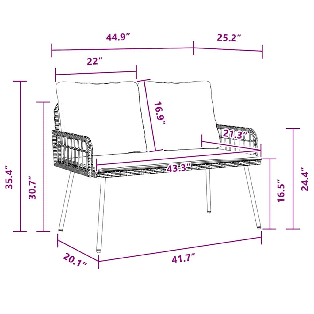 VidaXL Tuinbank Bruin Metaal + Kussen -35%! Showmodel
