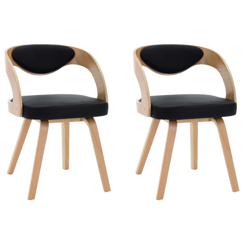 vidaXL Eetkamerstoelen (2x) - Gebogen Hout & Kunstleer - 40% Korting!