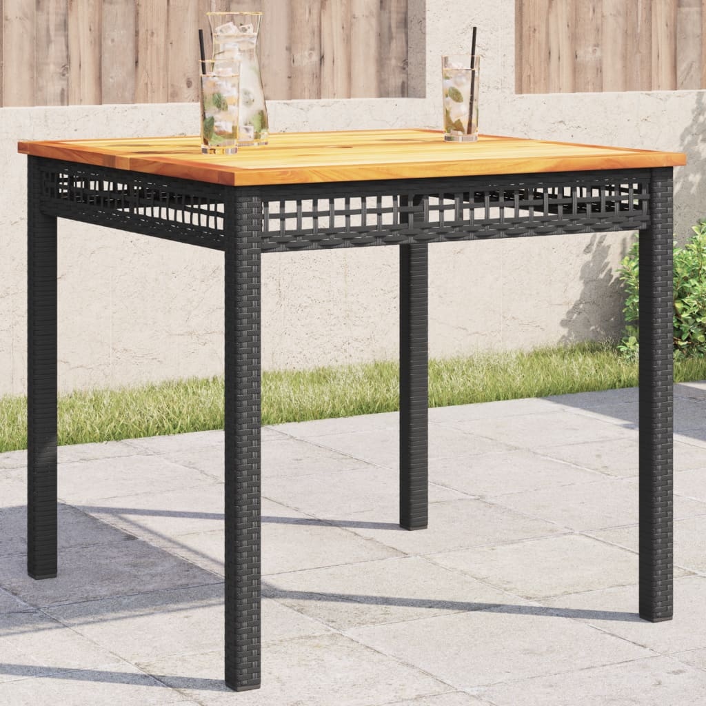 VidaXL Tuintafel 80x80cm Zwart Rattan & Acaciahout - 40% Korting!