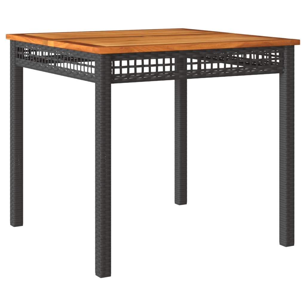VidaXL Tuintafel 80x80cm Zwart Rattan & Acaciahout - 40% Korting!