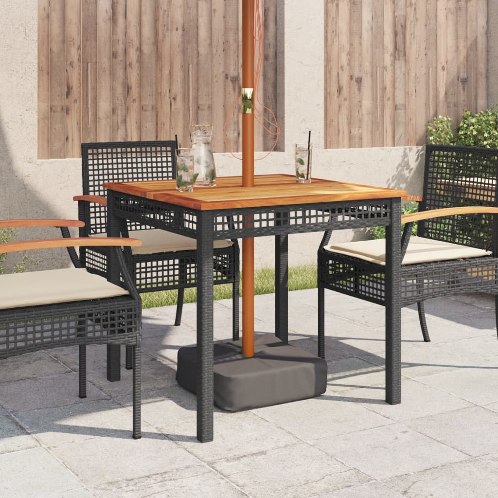 VidaXL Tuintafel 80x80cm Zwart Rattan & Acaciahout - 40% Korting!