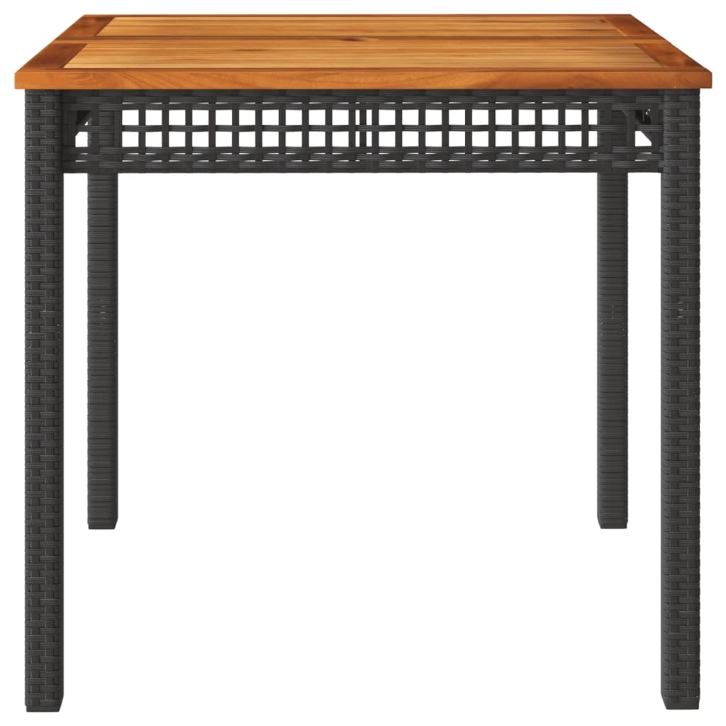 VidaXL Tuintafel 80x80cm Zwart Rattan & Acaciahout - 40% Korting!