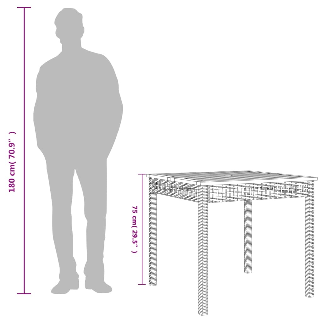 VidaXL Tuintafel 80x80cm Zwart Rattan & Acaciahout - 40% Korting!