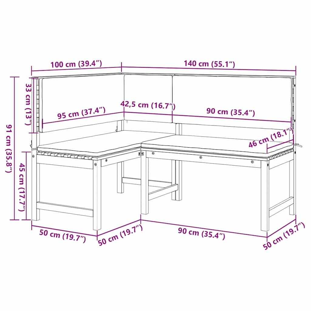 VidaXL Tuinhoekbank Bruin Acaciahout - 60% Korting! (Beschadigd)