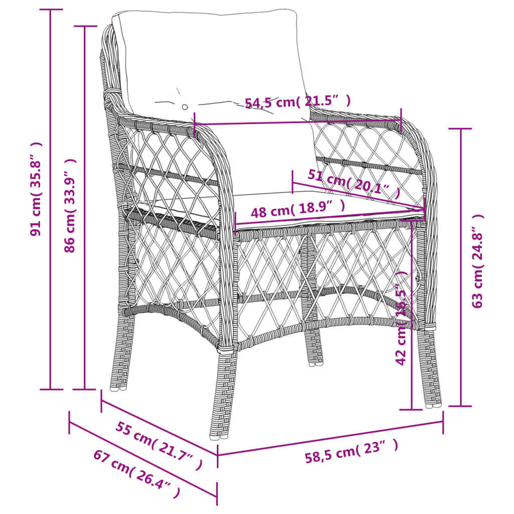 Tuinstoelen (2x) Poly Rattan Bruin - 40% Korting!