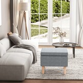 vidaXL Kruk Lichtgrijs - Houten Poten - 40% Korting!