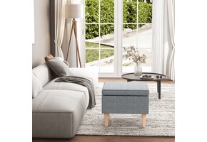 vidaXL Kruk Lichtgrijs - Houten Poten - 40% Korting!