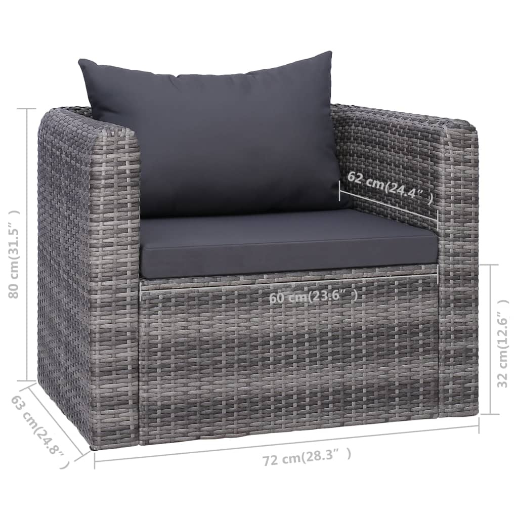 VidaXL Tuinstoel Grijs Rattan met Kussens - 40% Korting!