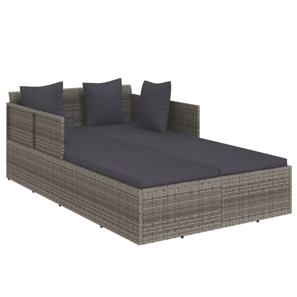Ligbed Rattan Grijs m. Kussens - 55% Korting! (Lichte Schade)