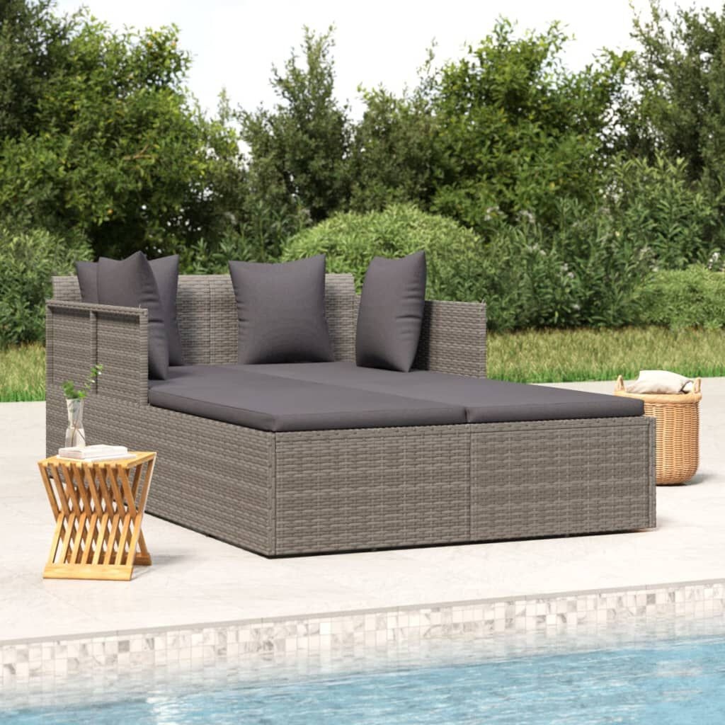 Ligbed Rattan Grijs m. Kussens - 55% Korting! (Lichte Schade)