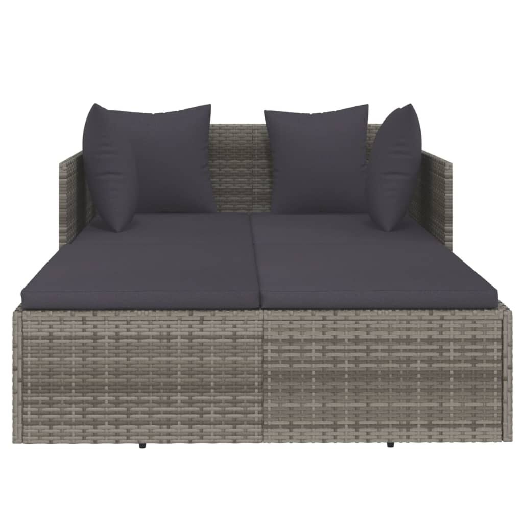 Ligbed Rattan Grijs m. Kussens - 55% Korting! (Lichte Schade)