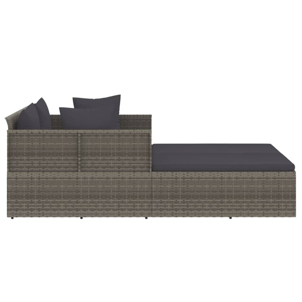 Ligbed Rattan Grijs m. Kussens - 55% Korting! (Lichte Schade)