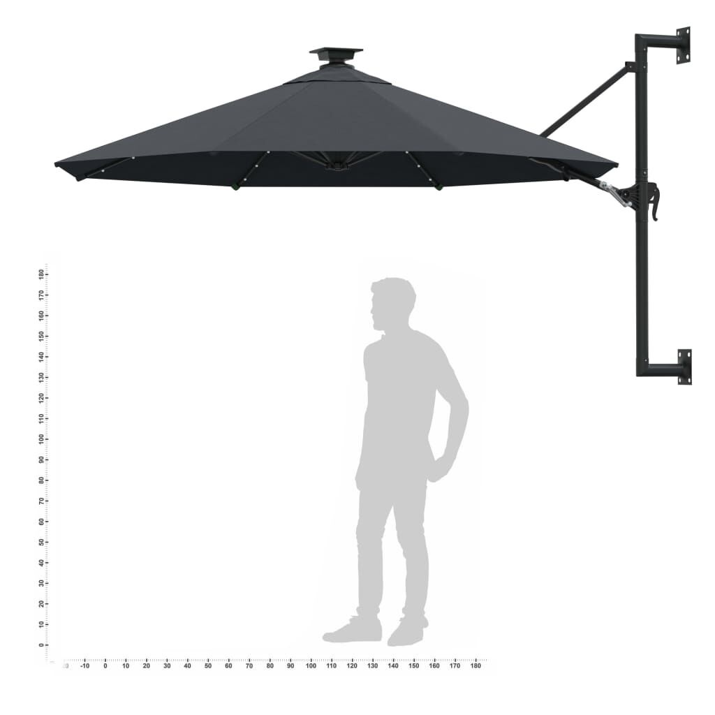 Wandparasol met LED - 300cm Antraciet - 56% Korting!