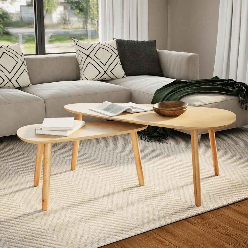 vidaXL Salontafelset Grenen Bruin - 2-delig - 55% Korting!