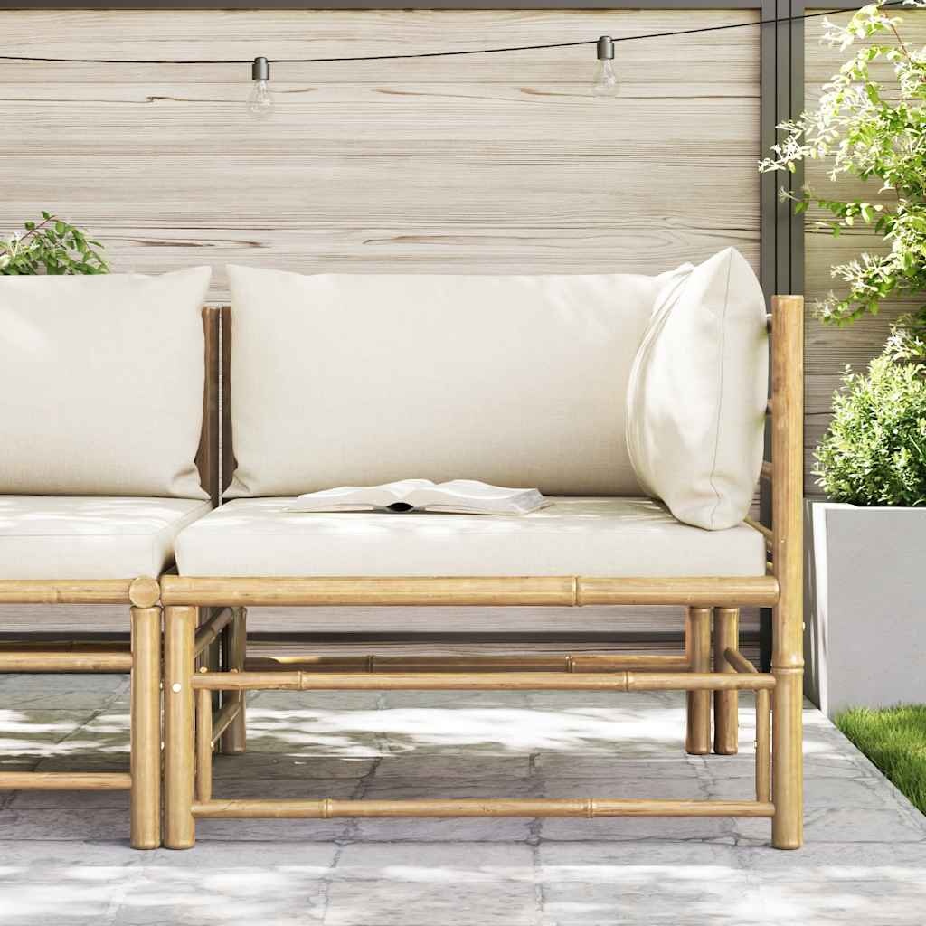 Tuinhoekbank Bamboe Crèmewit - 40% Korting! OP=OP