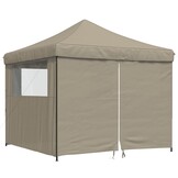 Partytent Inklapbaar Taupe m. Zijwanden -40%! Zo Goed Als Nieuw