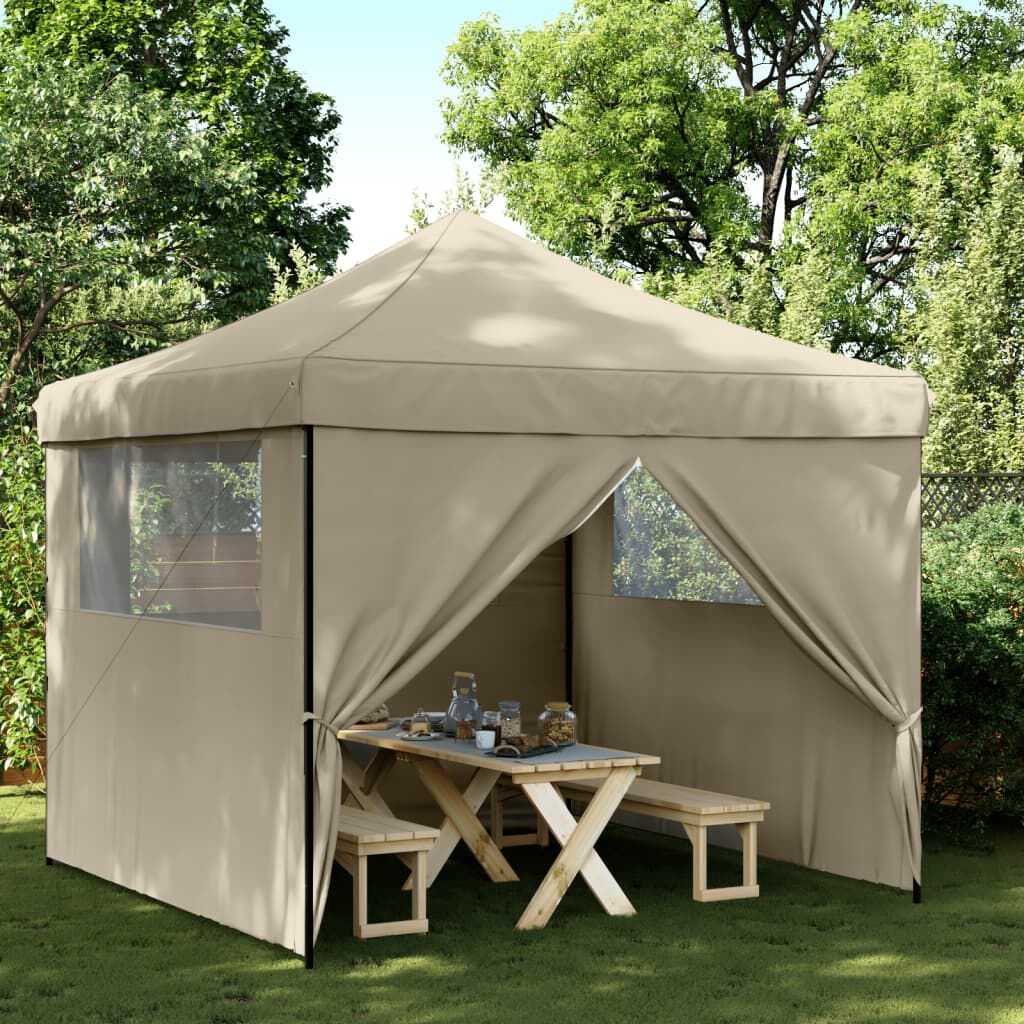 Partytent Inklapbaar Taupe m. Zijwanden -40%! Zo Goed Als Nieuw