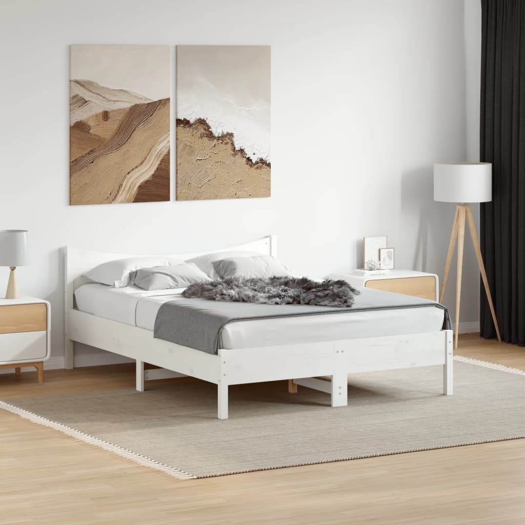 vidaXL Bedframe 120x200 Wit Grenen - 60% Korting! (Deukjes)