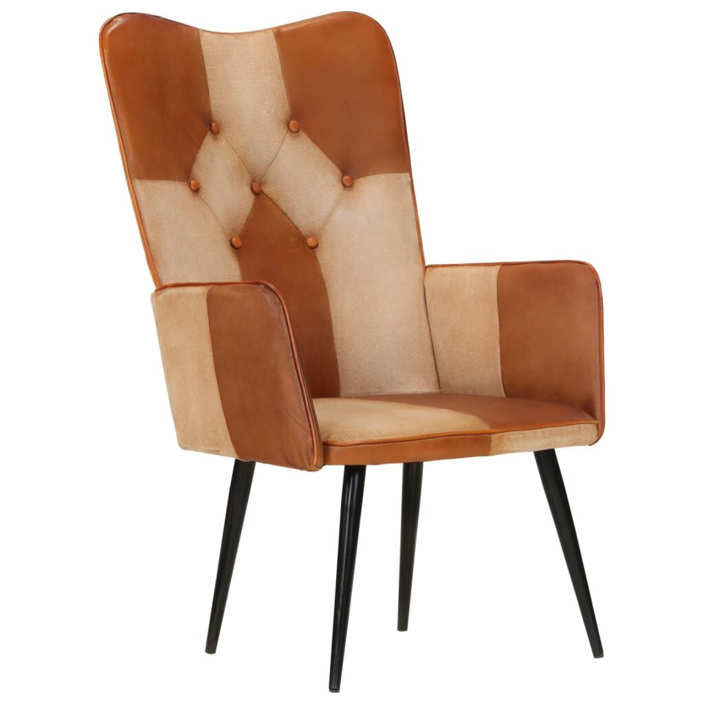 Lederen Fauteuil Bruin/Crème - 60% Korting! (Retour)
