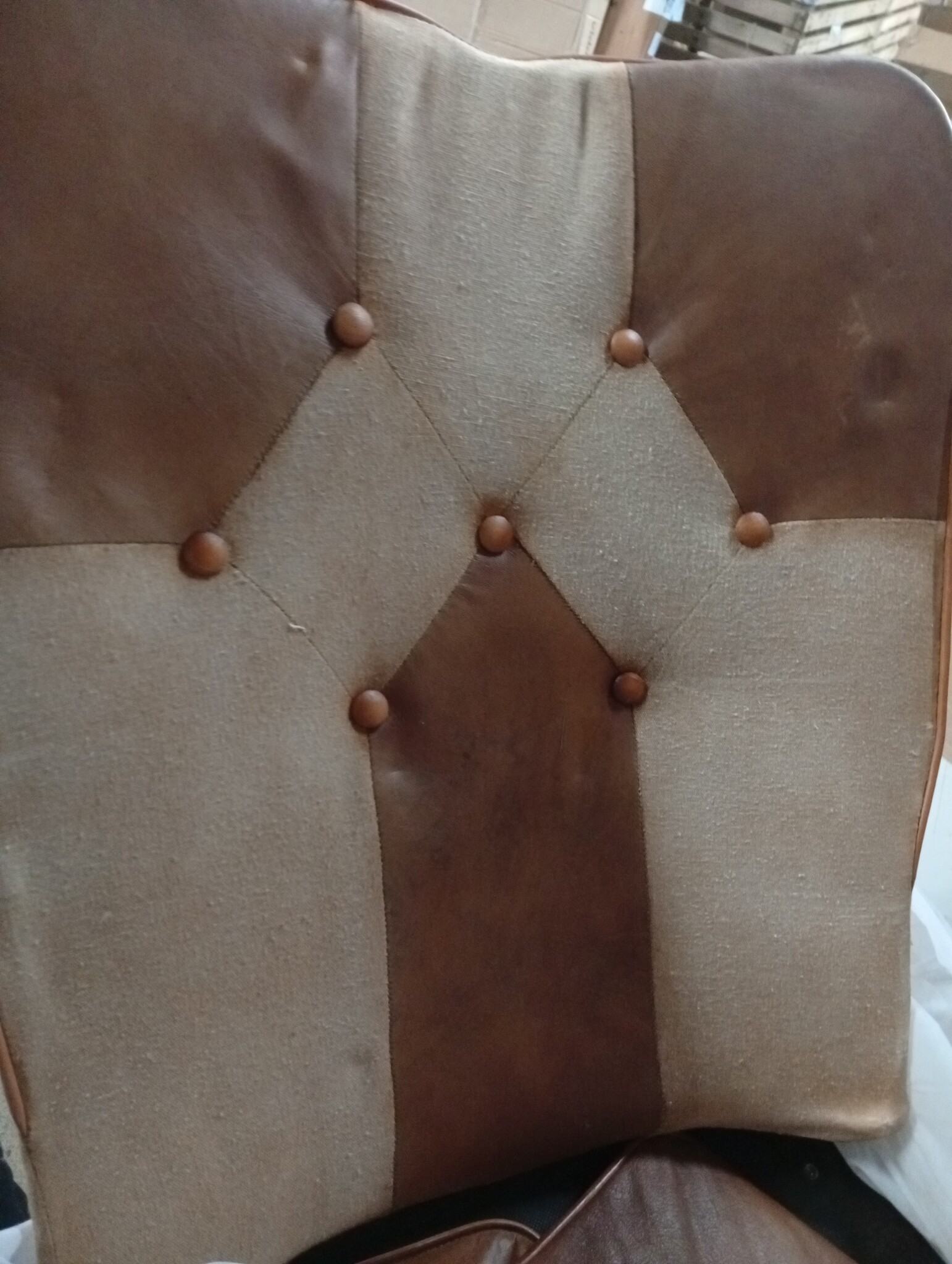 Lederen Fauteuil Bruin/Crème - 60% Korting! (Retour)
