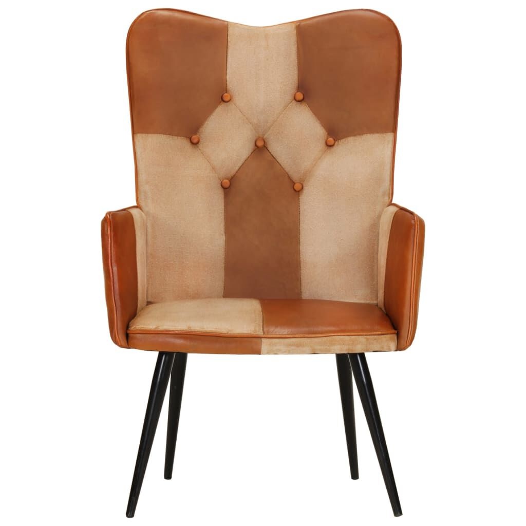 Lederen Fauteuil Bruin/Crème - 60% Korting! (Retour)
