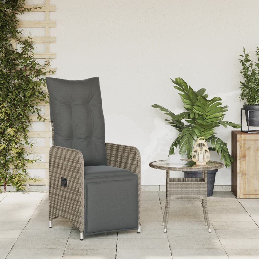 VidaXL Verstelbare Tuinstoel Grijs + Kussens -40%