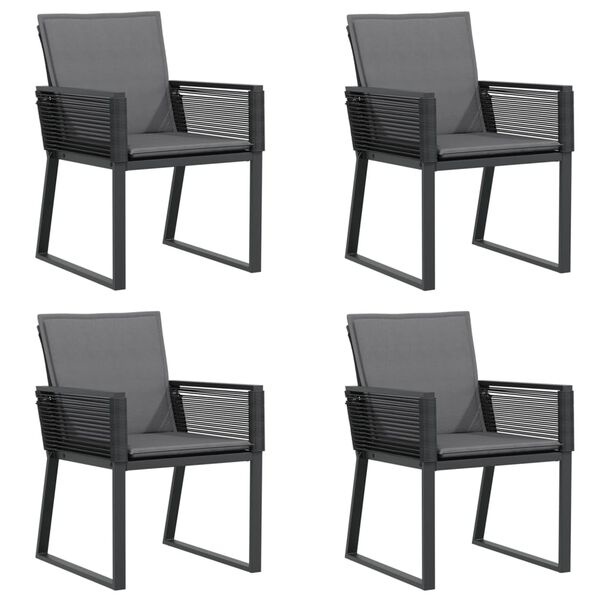 Tuinstoelen Set (4) vidaXL Zwart Rattan incl. Kussens -40%