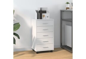 Ladekast Wit Hoogglans m. Wieltjes - 40% Korting!