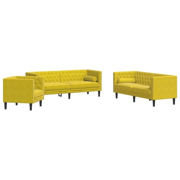 VidaXL Chesterfield Bank Geel - 85% Korting - BESCHADIGD!