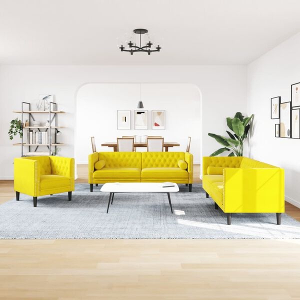 VidaXL Chesterfield Bank Geel - 85% Korting - BESCHADIGD!