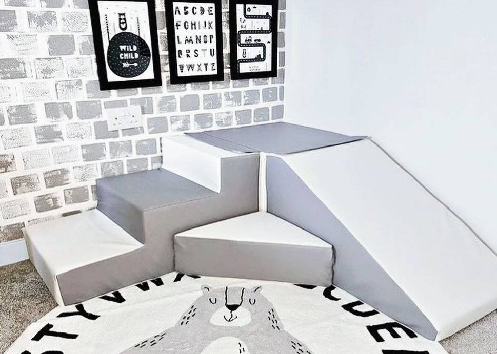 Schuimblokken Speelset met Glijbaan Wit/Grijs - 40% Korting!