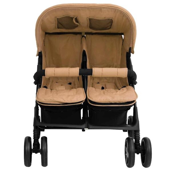 vidaXL Tweelingkinderwagen Taupe - 35% Korting!