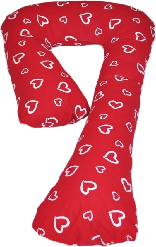 Zwangerschapskussen Rood Hartjes 235cm - 40% Korting!