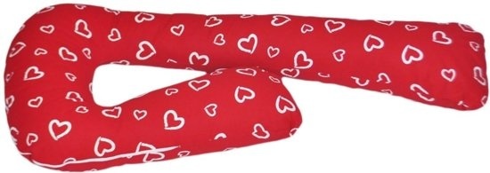 Zwangerschapskussen Rood Hartjes 235cm - 40% Korting!