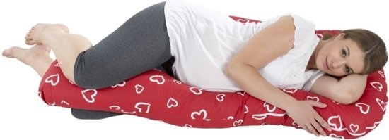 Zwangerschapskussen Rood Hartjes 235cm - 40% Korting!