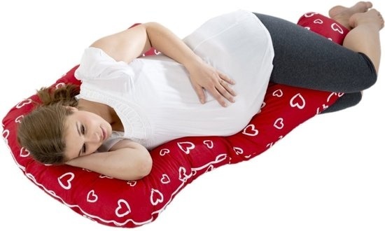 Zwangerschapskussen Rood Hartjes 235cm - 40% Korting!
