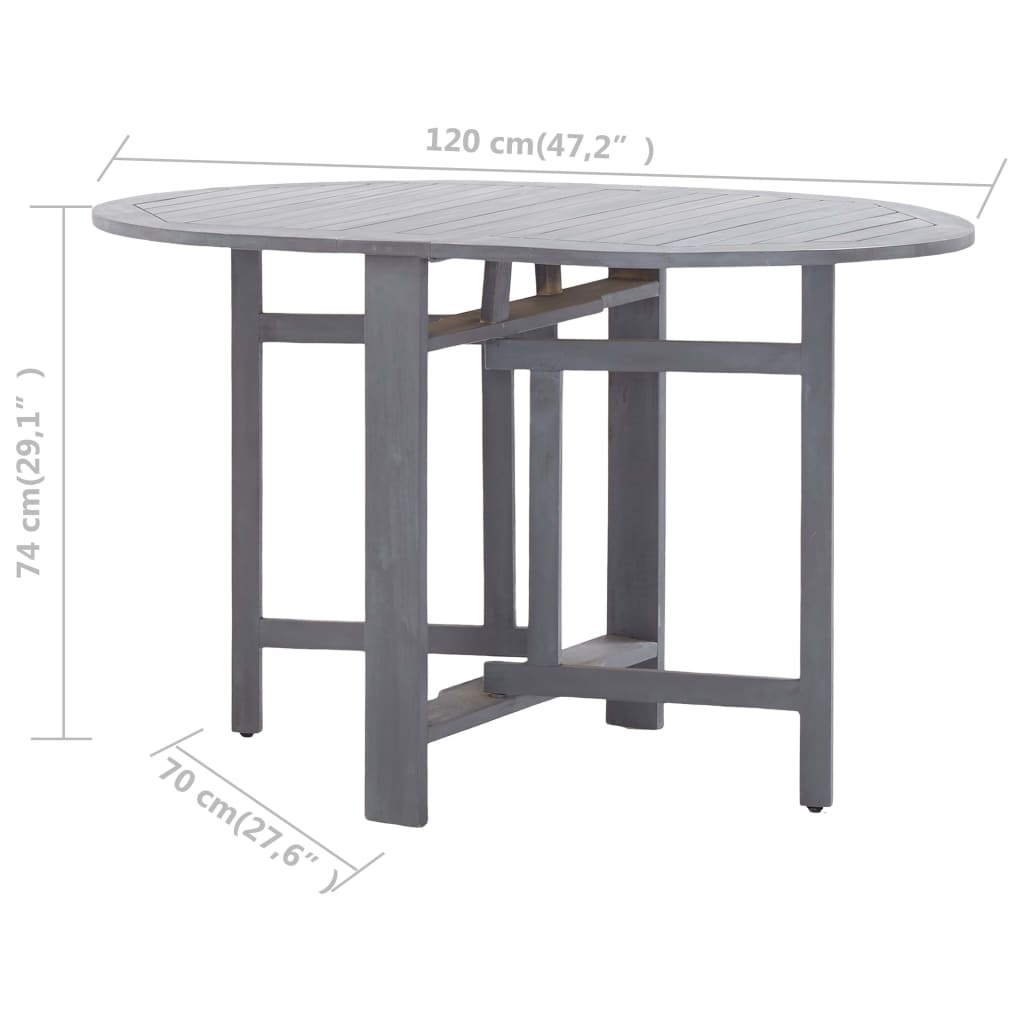 vidaXL Tuintafel Acaciahout Grijs 120cm - 46% Korting!