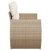 Tuinbank 2-zits Poly Rattan Beige + Kussens -46%