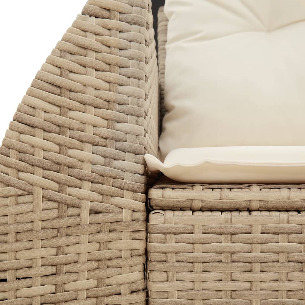 Tuinbank 2-zits Poly Rattan Beige + Kussens -46%