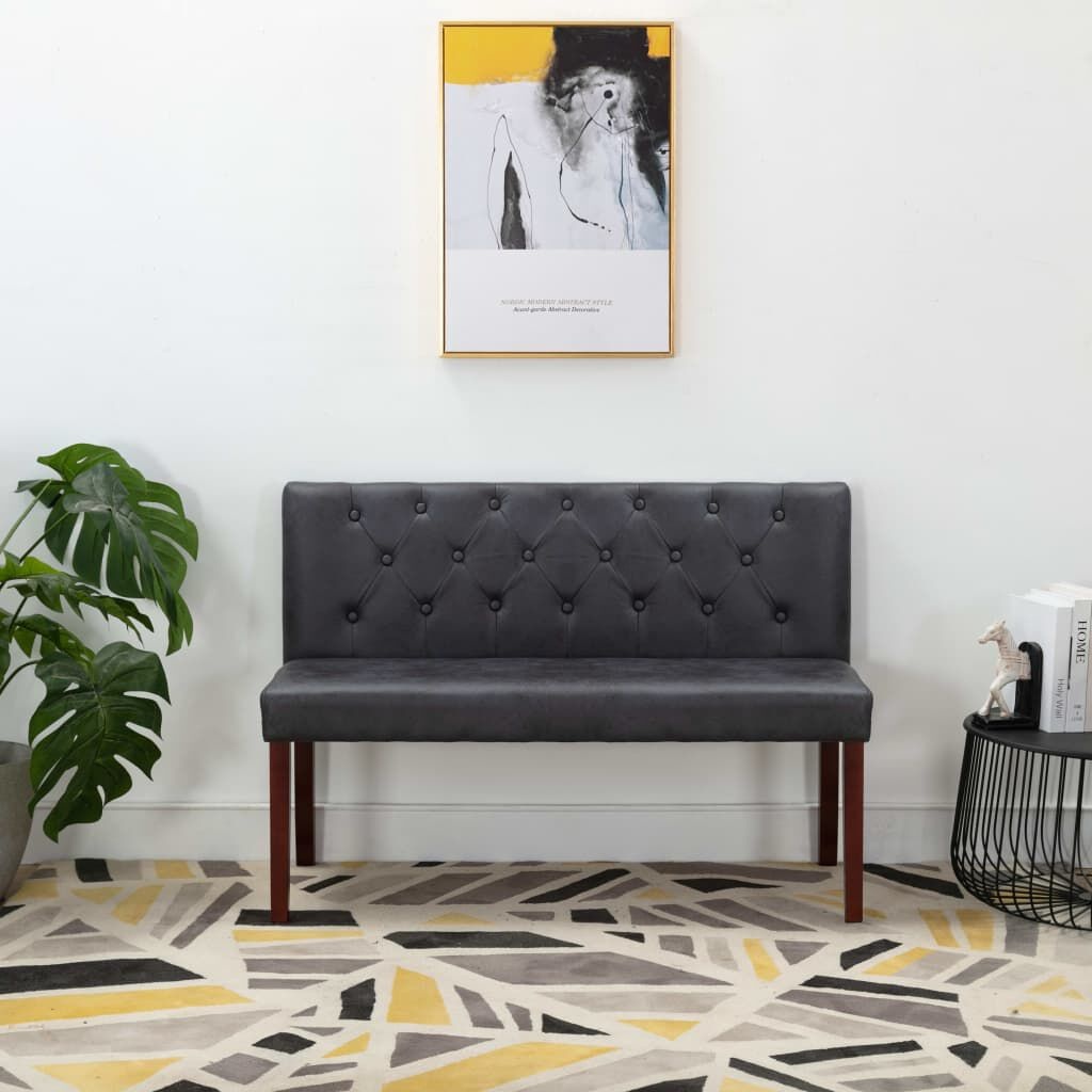 vidaXL Bankje Grijs Kunstsuède 120cm - 55% Korting!