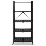 Opvouwbaar Opbergrek op Wielen - 5 Planken - Zwart - 40% Korting!