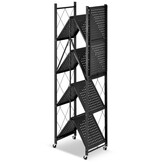 Opvouwbaar Opbergrek op Wielen - 5 Planken - Zwart - 40% Korting!